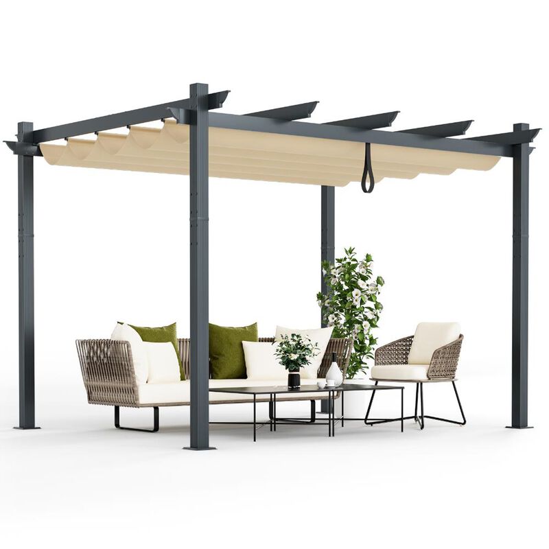 Modern Outdoor Sturdy Pergola Gazebo with Retractable Canopy image number 4