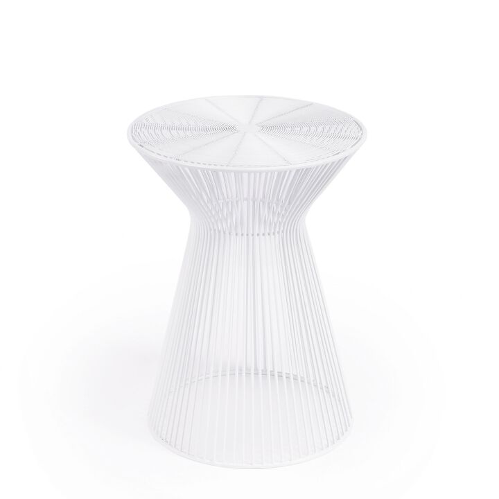 Homezia 18" White Cinched Iron Round Top End Table