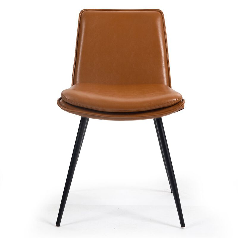 Glamour Home Set of 2 Avalon Cappuccino Faux Leather Dining Chair with Black Metal Legs