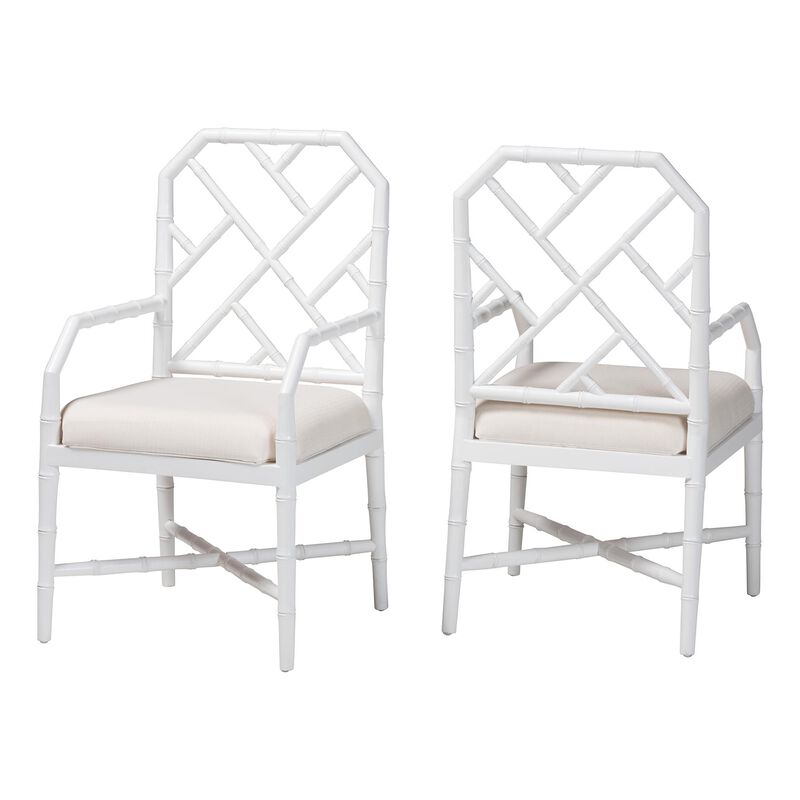 bali & pari Sergio Wood 2-Piece Dining Chair Set - Chippendale Side Chair with Bamboo Motif and Upholstered Seat Cushion image number 0