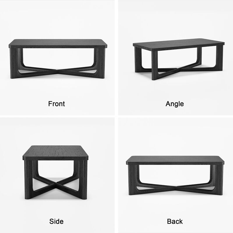 50 in Natural Color Large Rectangle Solid Wood Oak Coffee Table