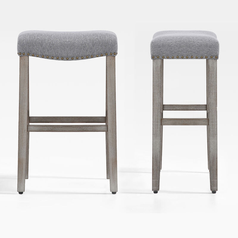 WestinTrends 29" Upholstered Saddle Seat Bar Stool (Set of 2)