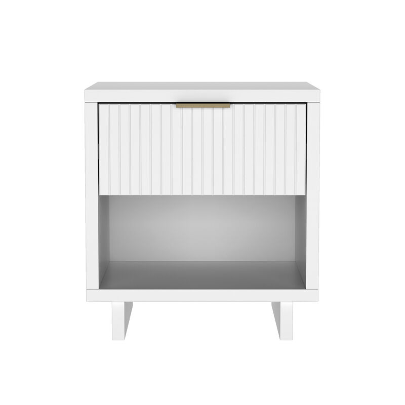 Elara 1-Drawer White Nightstand image number 0