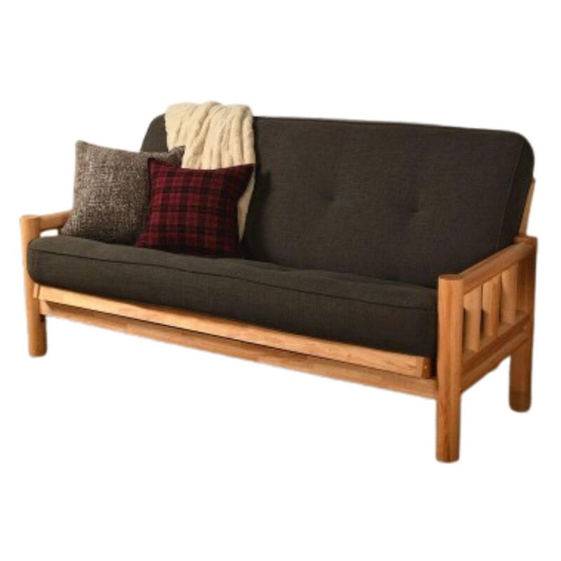 Lodge Frame-Natural Finish-Linen Charcoal Mattress
