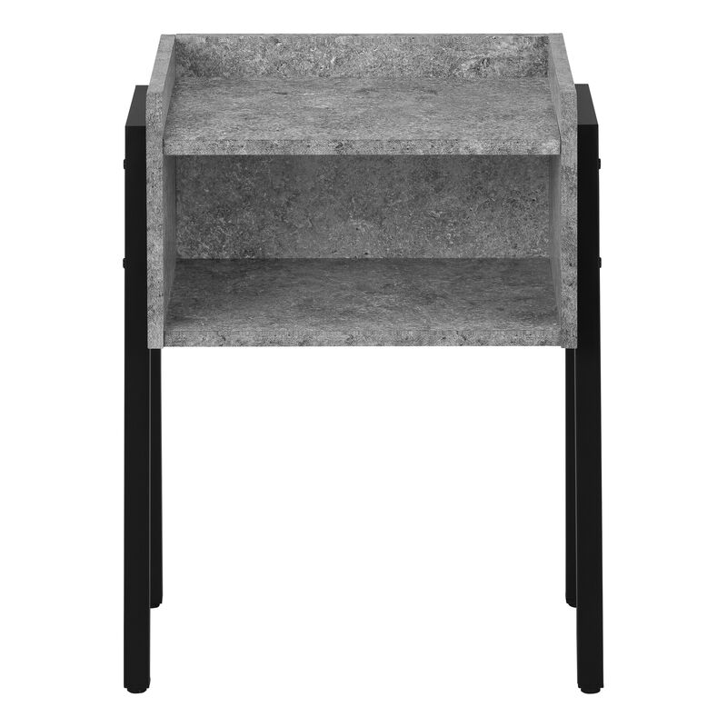 Monarch Specialties I 3584 Accent Table, Side, End, Nightstand, Lamp, Living Room, Bedroom, Metal, Laminate, Grey, Black, Contemporary, Modern