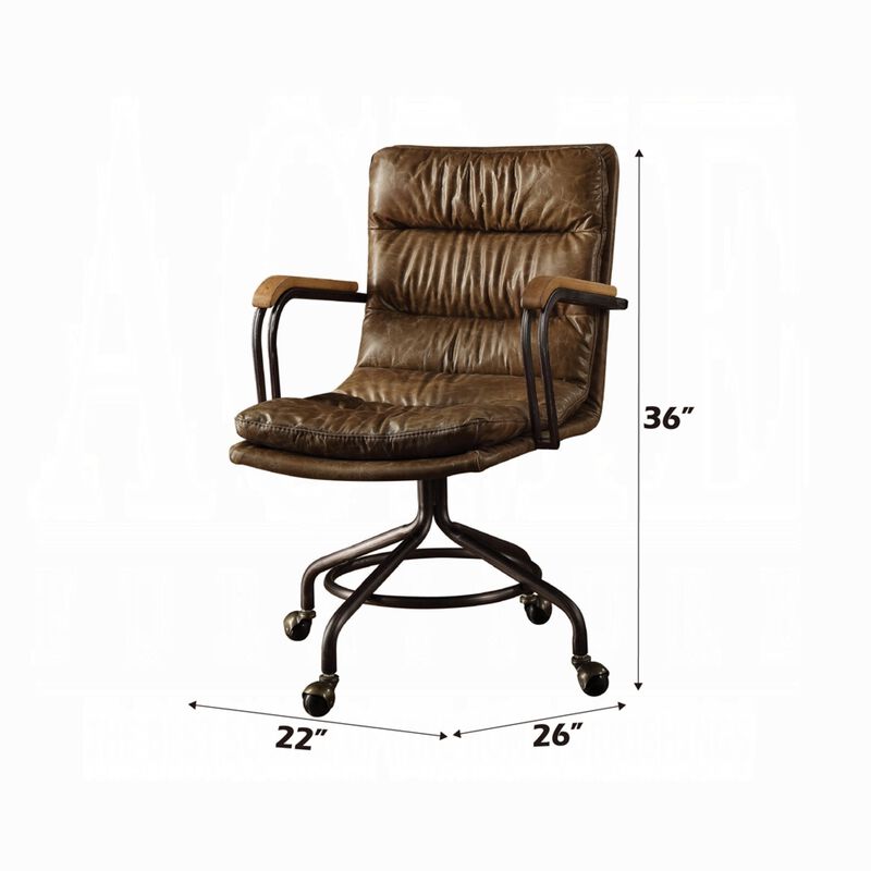 Metal & Leather Executive Office Chair, Vintage Whiskey Brown image number 5