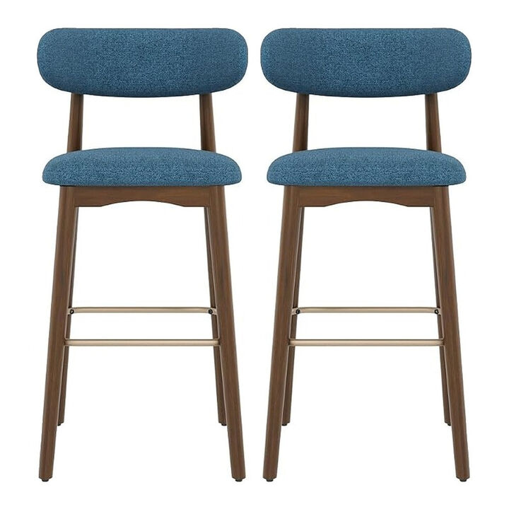 Modern Metal Counter Height Bar Stools | Steady Rubber Wood Legs & Ergonomic Backrest, Non-Swivel Kitchen Island Chairs for Dining Room, Home Bar, Outdoor
