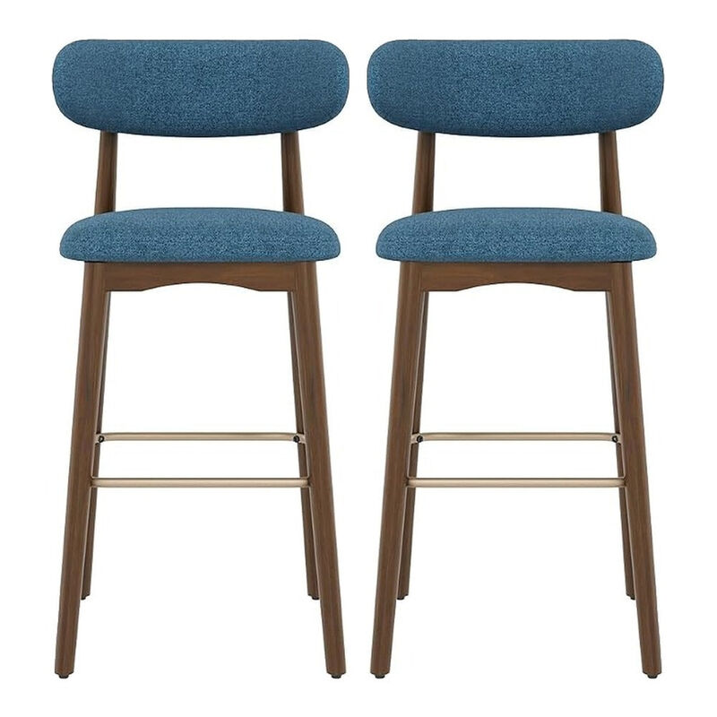 Modern Metal Counter Height Bar Stools | Steady Rubber Wood Legs & Ergonomic Backrest, Non-Swivel Kitchen Island Chairs for Dining Room, Home Bar, Outdoor image number 0