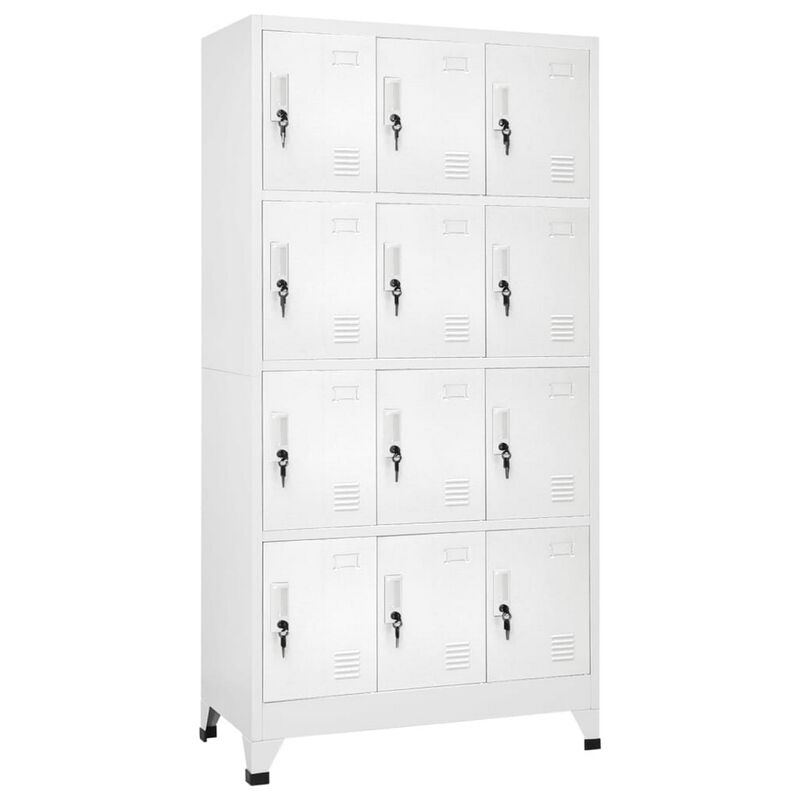 Rim 12 Locker Cabinet with Storage Compartments, Slate Gray Steel image number 0