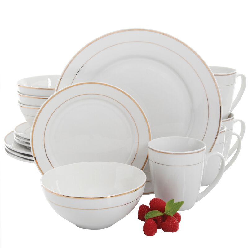 Gibson Home Palladine 16 Piece Dinnerware Double Gold Banded Set image number 5