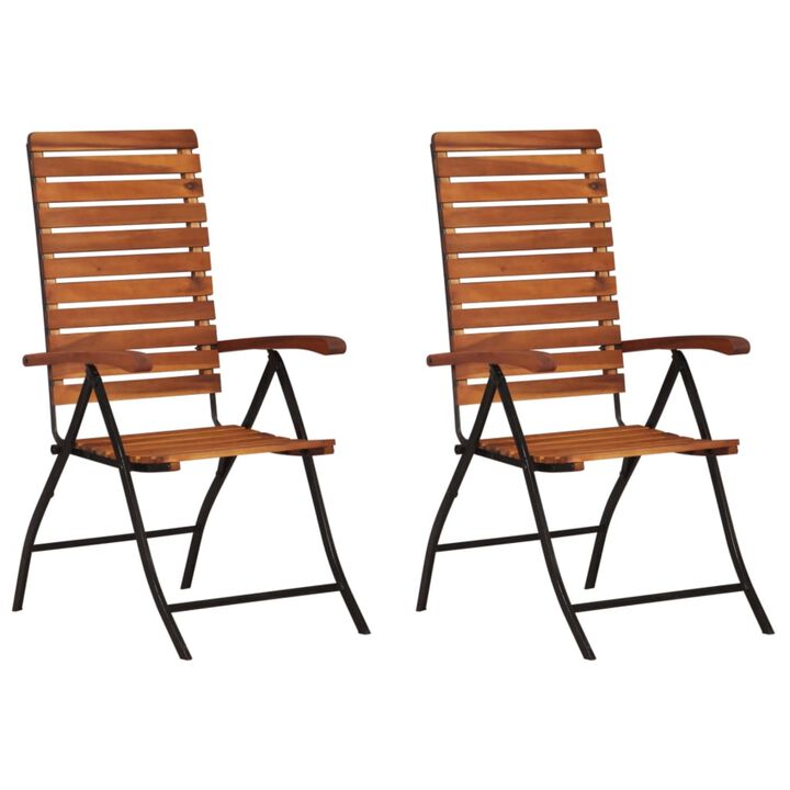 vidaXL 2 pcs Reclining Patio Chairs Solid Wood Acacia