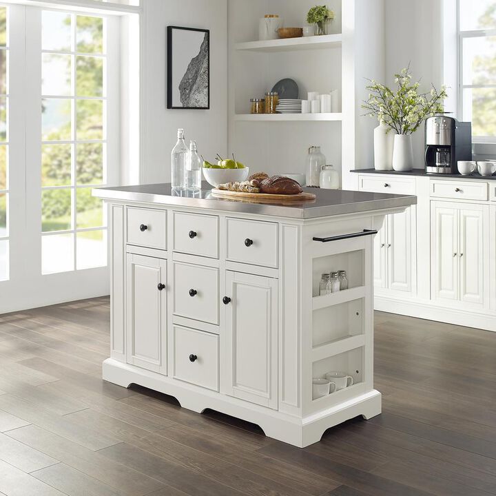 Julia Stainless Steel Top Kitchen Island