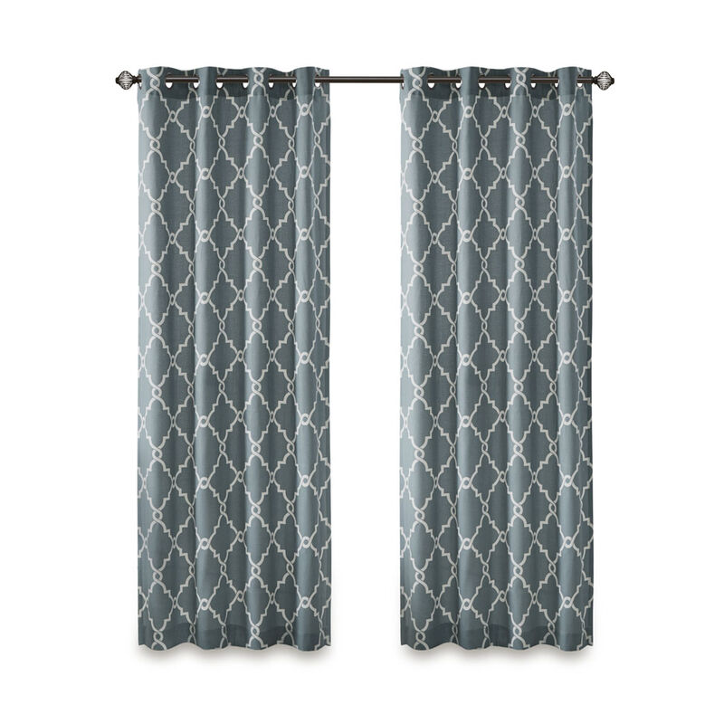 Gracie Mills Ondine Scroll Geometric Fretwork Grommet Window Curtain Panel