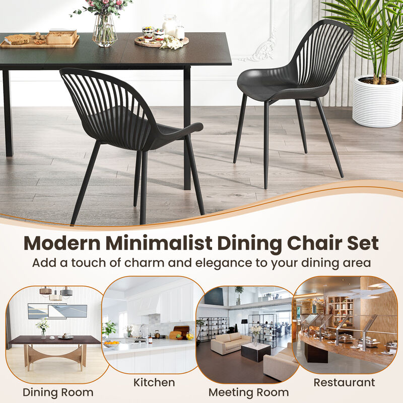 Modern Kitchen Chairs with Metal Legs, Cutout Backrest, Curved Seat for Dining Room Home Office