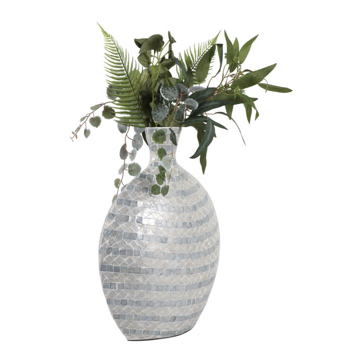 19x16" Capiz Gourd Vase, Blue