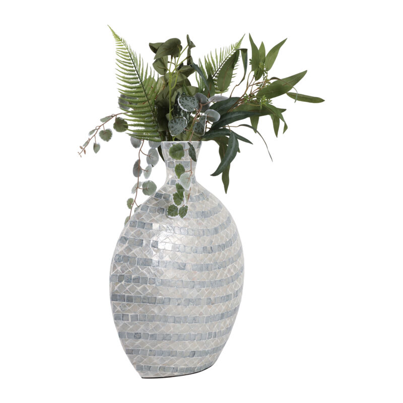 19x16" Capiz Gourd Vase, Blue image number 1