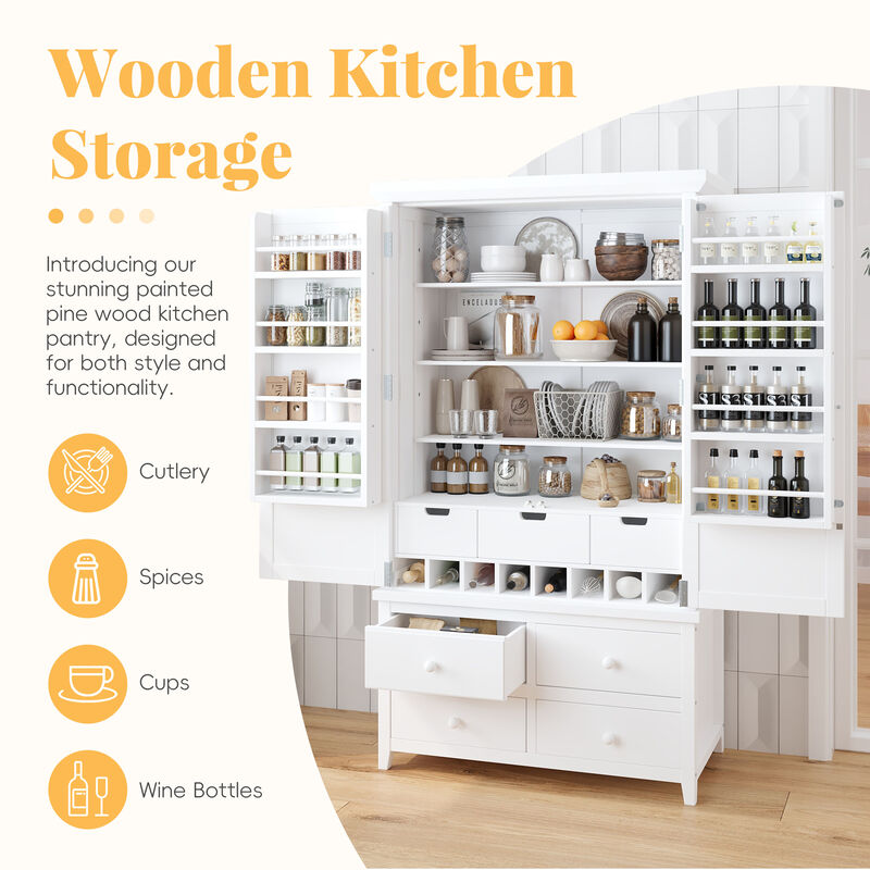 Merax Freestanding Kitchen Pantry Storage Cabinet Cupboard image number 4