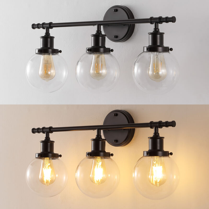 Hugo 24.5" 3-Light Farmhouse Classic Vanity Light with Bathroom Hardware Accessory 5-Piece Set