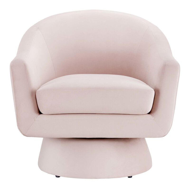Astral Performance Velvet Fabric and Wood Swivel Chair image number 5