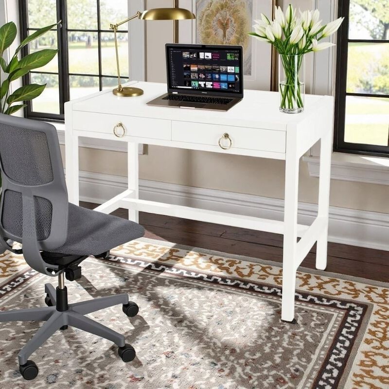 Starlight Canyon Home White Writing Desk with Drawer - Narrow Desk with Drawers for Home Use image number 2