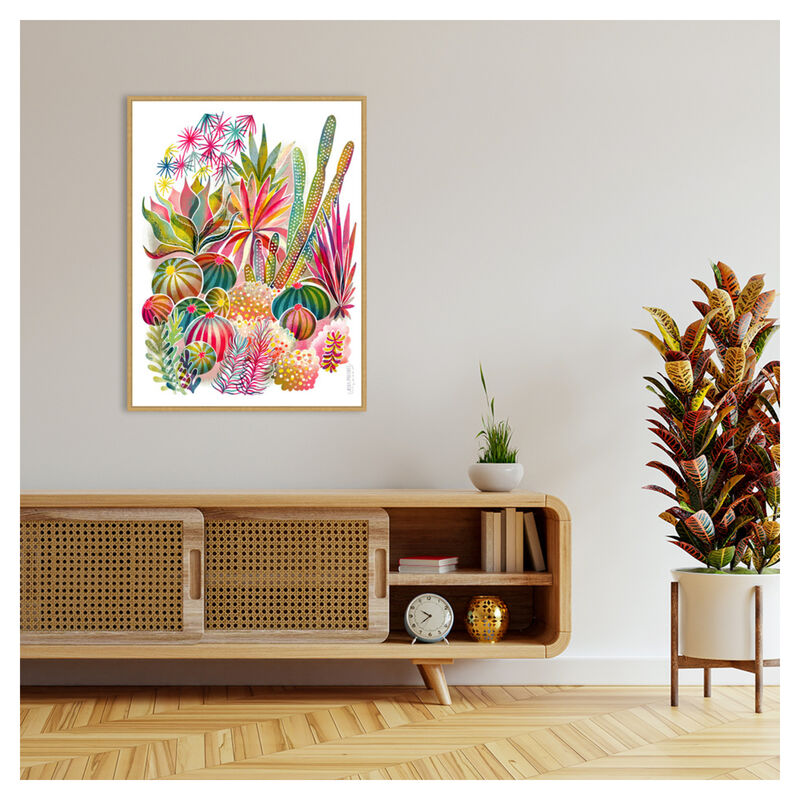 Flowering Succulent and Cacti Garden by Uta Krogmann Framed Canvas Wall Art