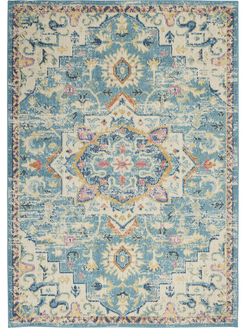 Passion PSN25 Ivory/Light Blue 5' x Round Rug image number 0