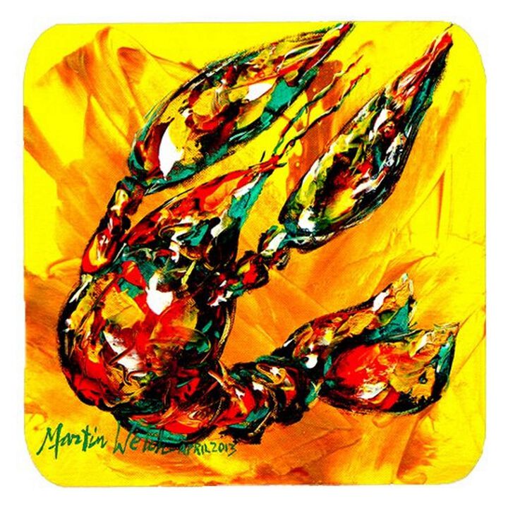 Caroline's Treasures MW1020FC Crawfish Crawfish on the Move Foam Coasters (Set of 4), 3.5 H x 3.5 W, Multicolor