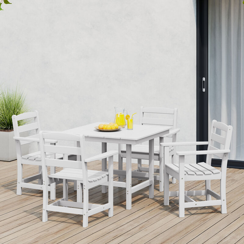 WestinTrends 5-Piece HDPE Outdoor Square Patio Dining Table Set with Armchairs image number 1