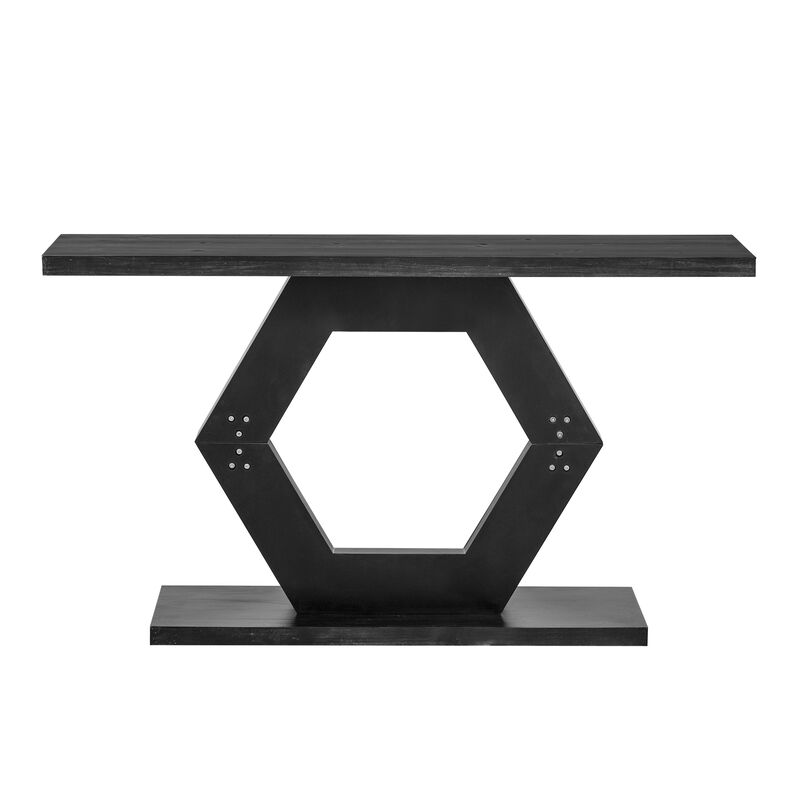 Merax Modern Entryway Table with Hollow Hexagon Leg Structure