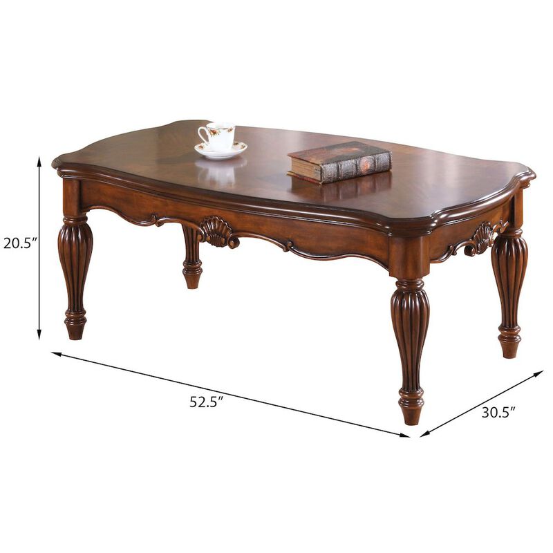 Plethoria Home Cherry Rectangle Coffee Table with Turned Legs