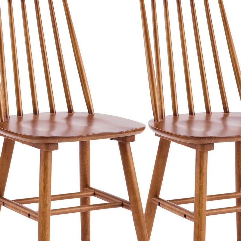 HomeRoots Set of Two Walnut Solid Wood Windsor Back Dining Side Chairs image number 5