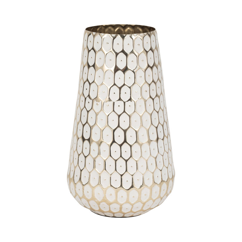 Metal, 11" Tribal Vase, Gold image number 2