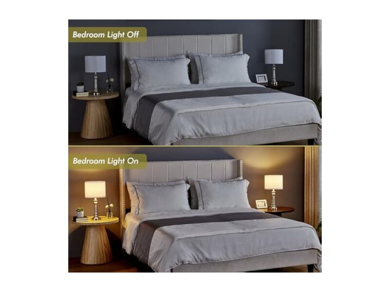 LED Modern Metal Home Decor Lamps Set Of 2 For Living Room Bulbs Included White image number 3
