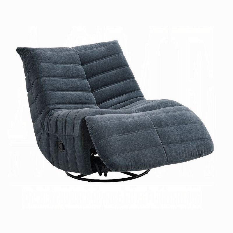 Taon Swivel Glider Manual Recliner Chair, Tufted Dark Gray Chenille - Benzara