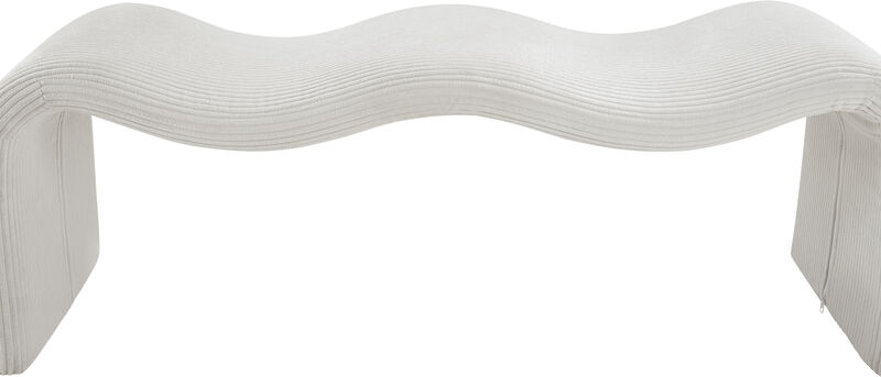 Meridian Furniture Willow Cream Corduroy Fabric Bench