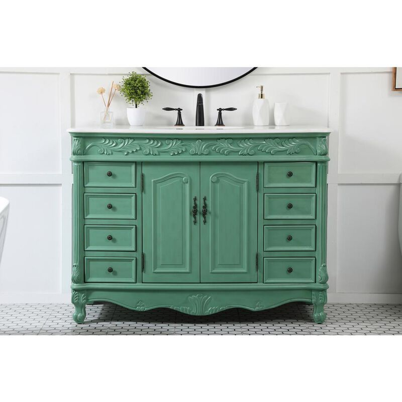 Elegant Kitchen and Bath 48 inch Single bathroom vanity in vintage mint
