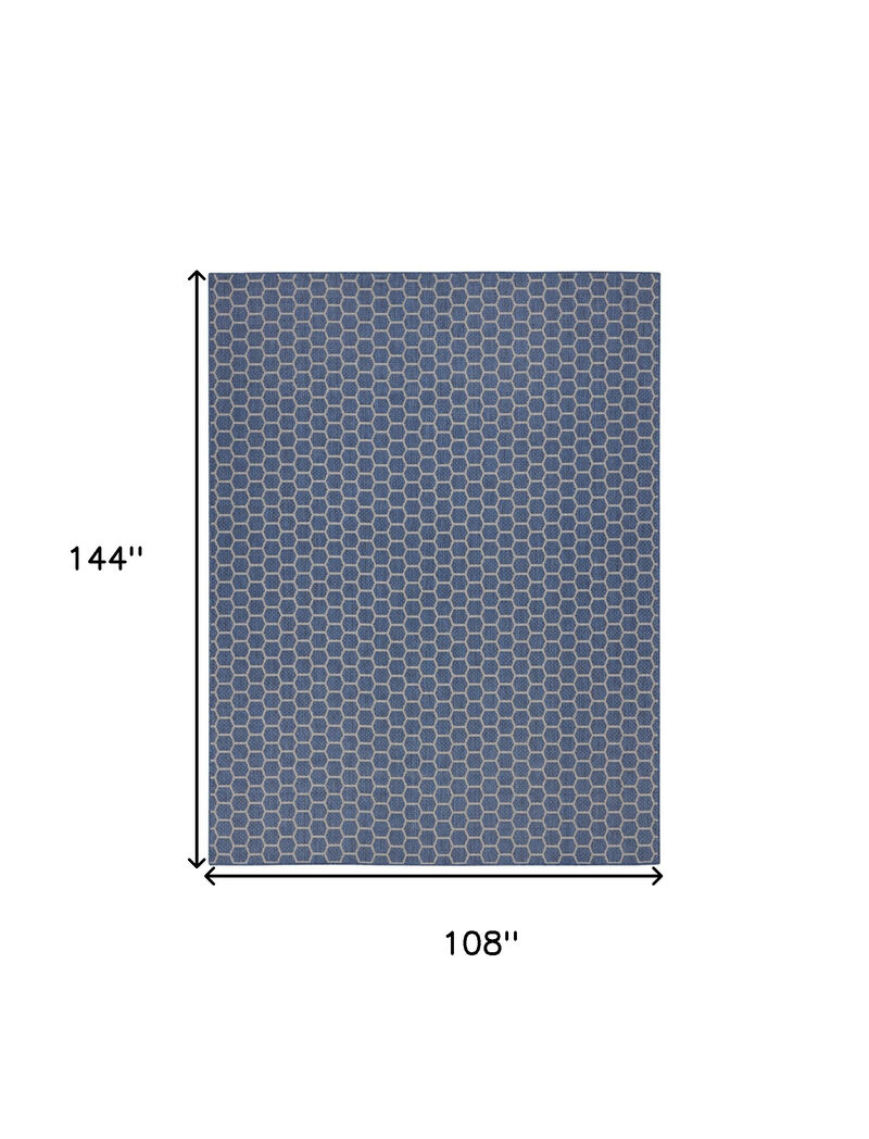HomeRoots 9' X 12' Blue And Beige Geometric Indoor Outdoor Area Rug image number 6