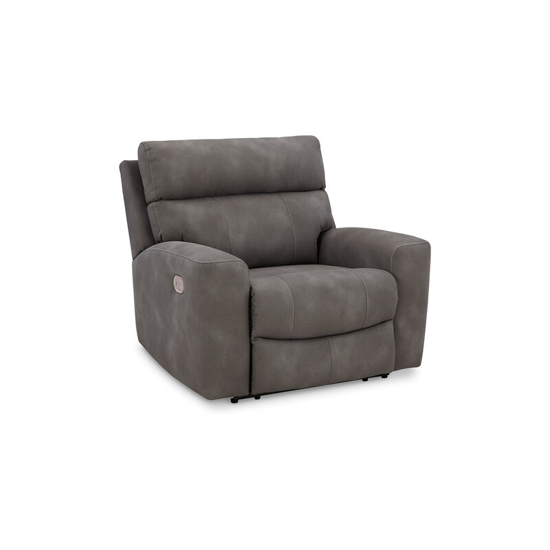 Corbin Power Recliner Chair, Adjustable, USB Port, Gray Faux Leather - Benzara