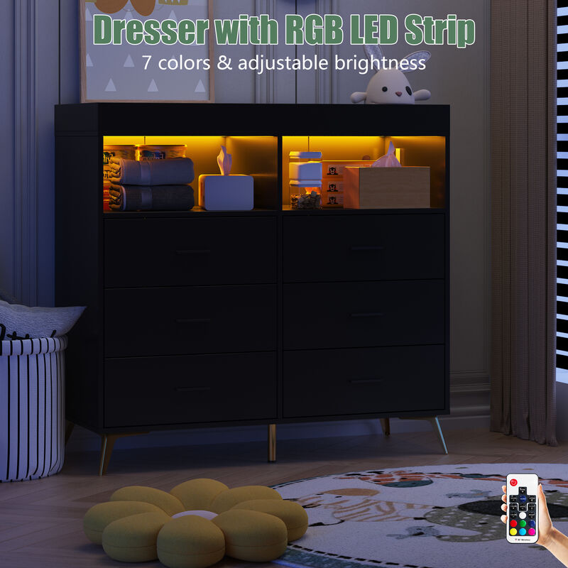 LED Light & Power Outlet Baby Changing Table Dresser image number 4
