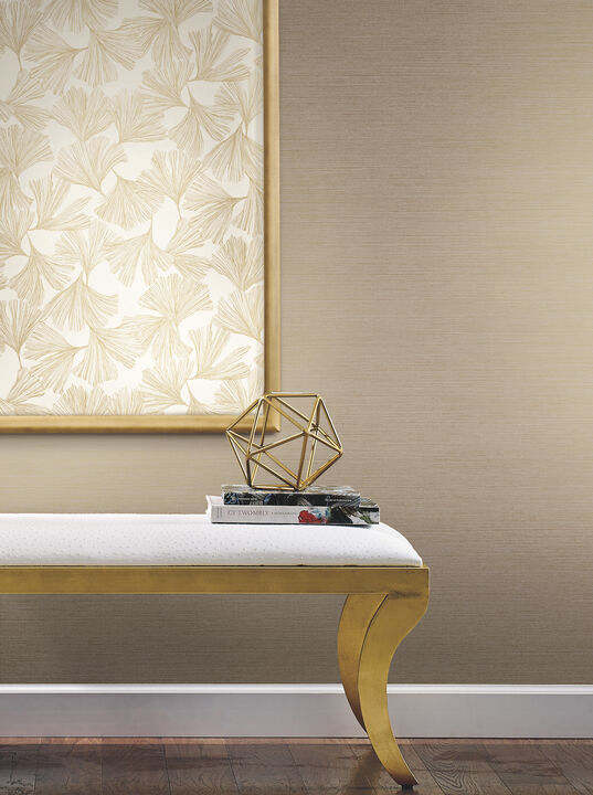 Shining Sisal Grasscloth Tan Metallic Wallpaper (Set of 2)