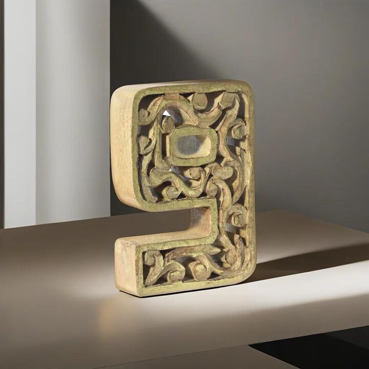 Vintage Natural Gold Handmade Eco-Friendly "9" Numeric Number For Wall Mount & Table Top Décor