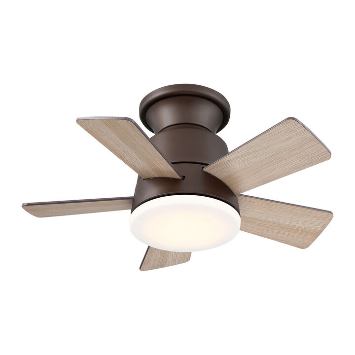 24 in. Integrated LED Bronze Flush Mount Ceiling Fan with Light and Remote