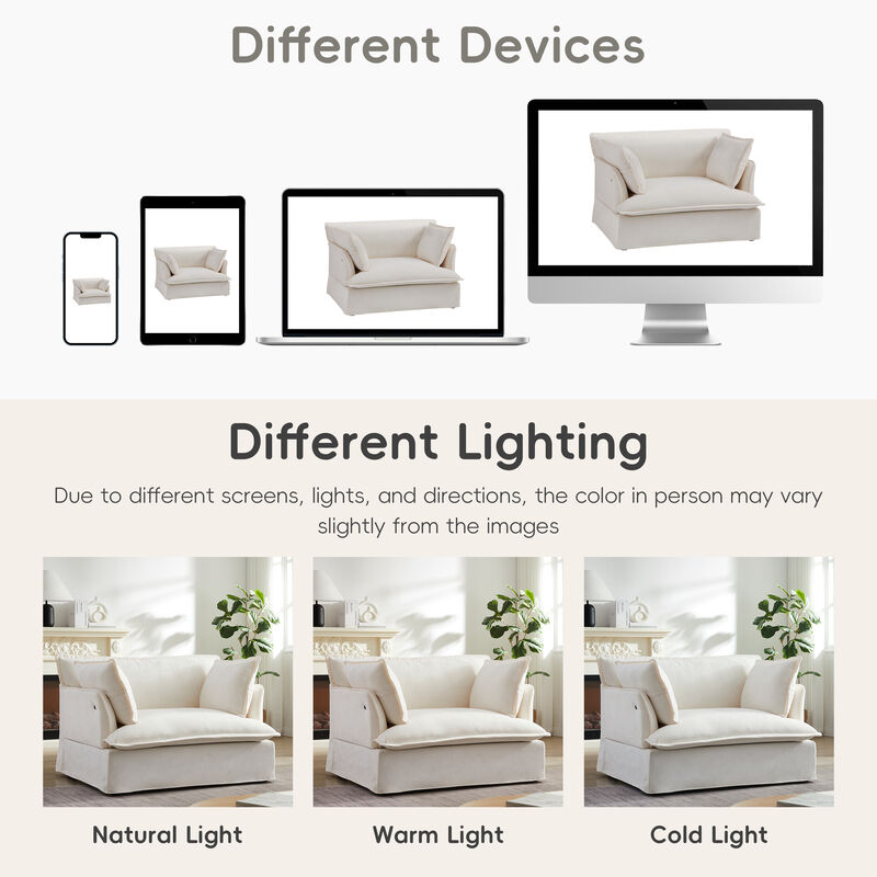 Merax Modern Chenille Upholstered Armchair with Integrated Charging Ports image number 3