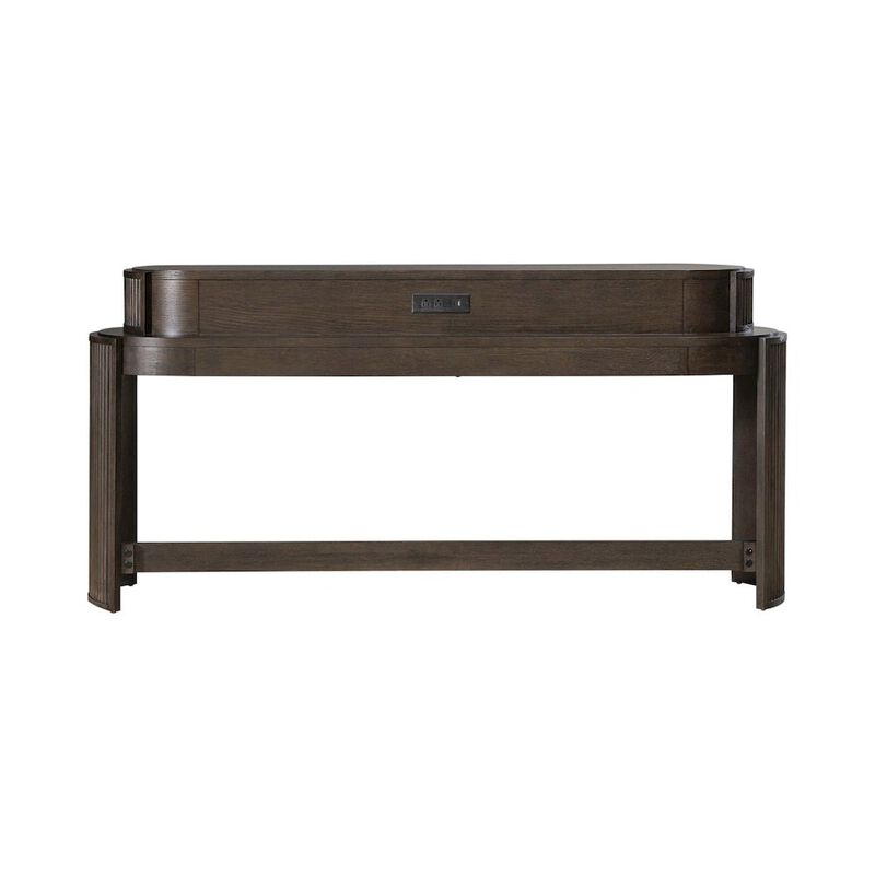 Liberty Furniture City View Console Bar Table with Charging Station - Coffee Bean Oak Wood image number 3