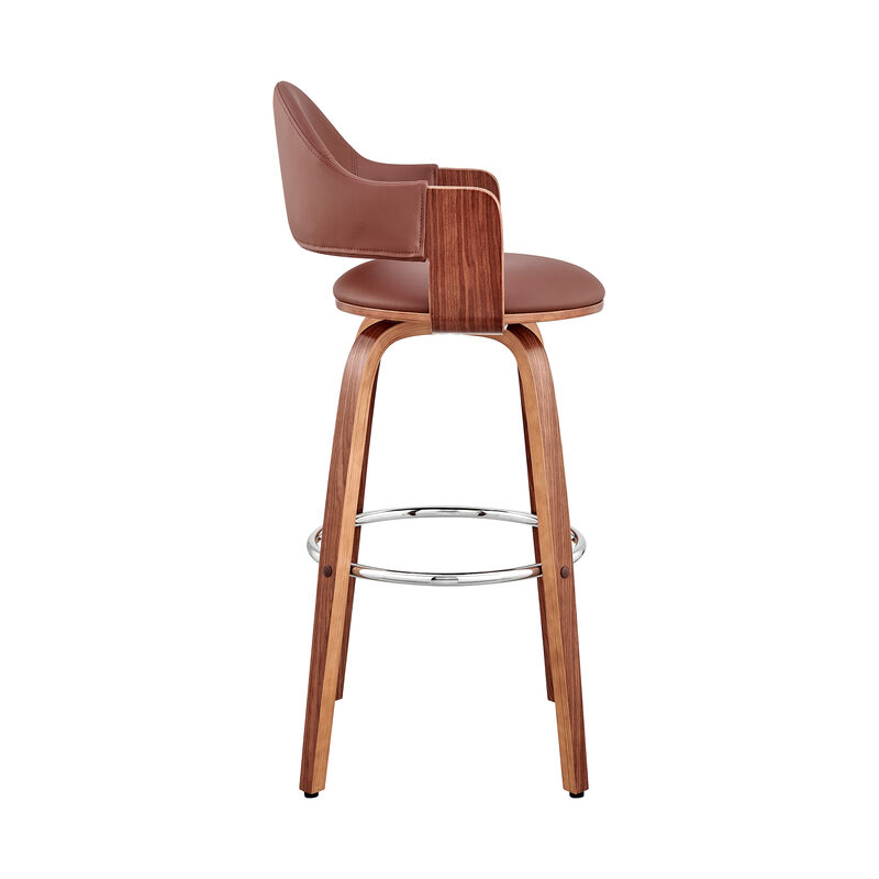 Daxton Gray Faux Leather and Walnut Wood Bar Stool image number 2