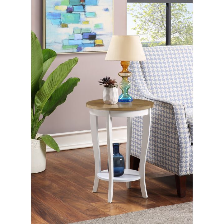 Convenience Concepts American Heritage Round End Table, Driftwood / White