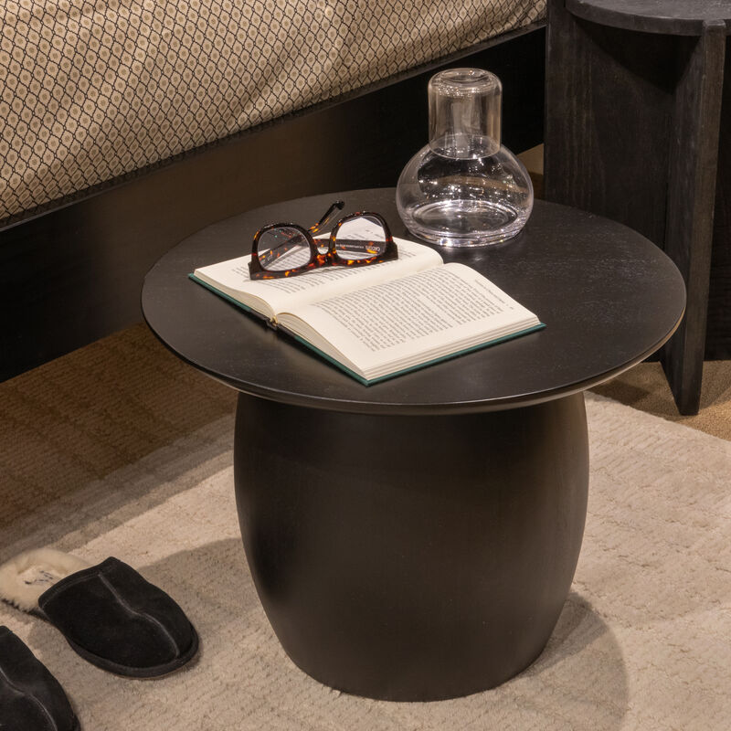 Rowena Interiors Modern Mango Wood Round Side Table, Black image number 1