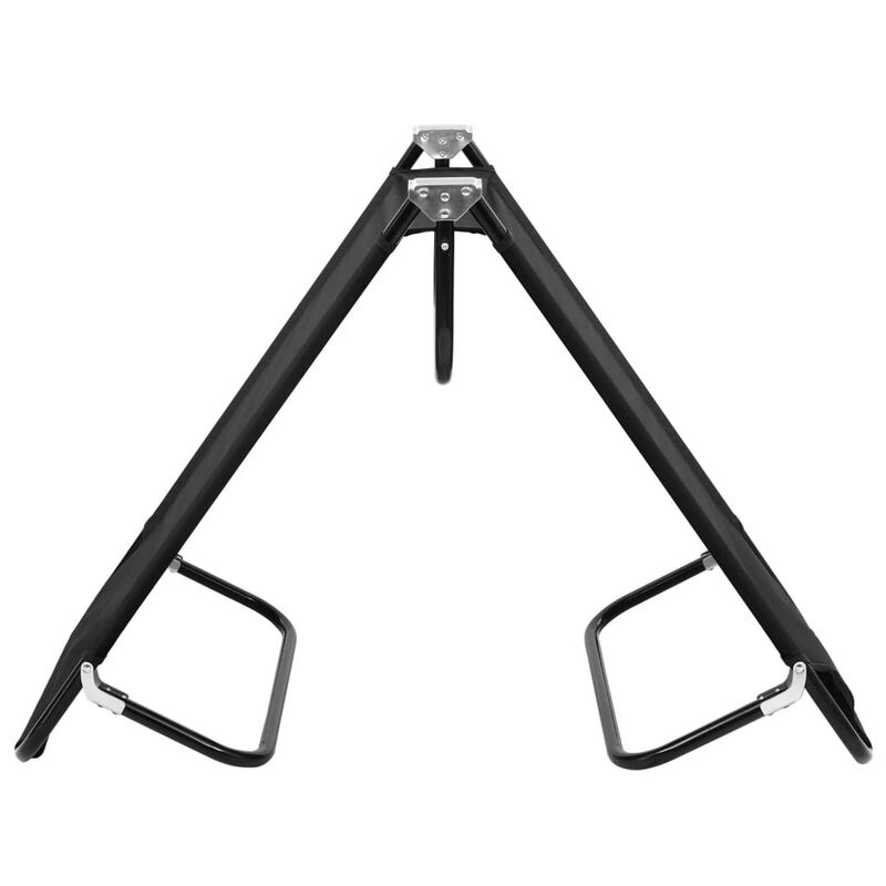 Zena Outdoor Lounger Sunbed, Black Fabric 75 Inch Foldable Steel Frame - Benzara