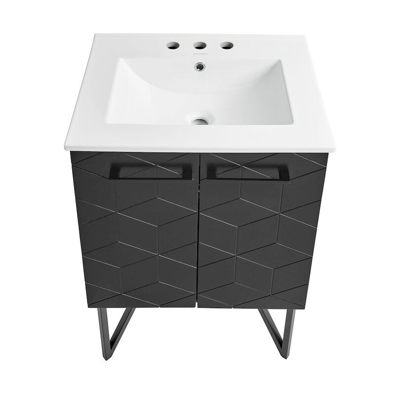 Annecy 24 in. Phantom Black Bathroom Vanity with 3-Hole Ceramic Sink Top image number 3