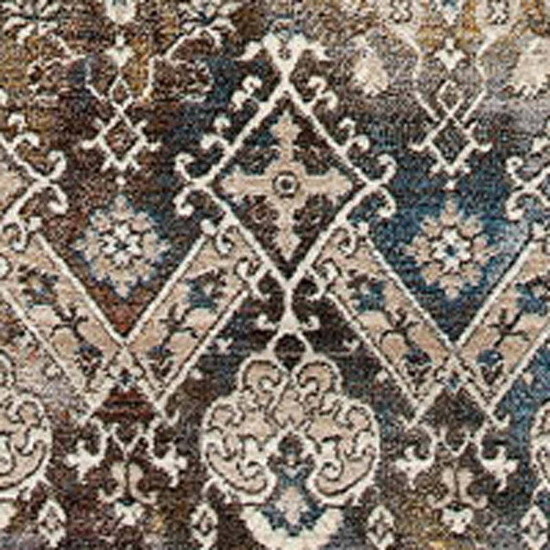 HomeRoots Medallion Distressed Area Rug With Fringe image number 2